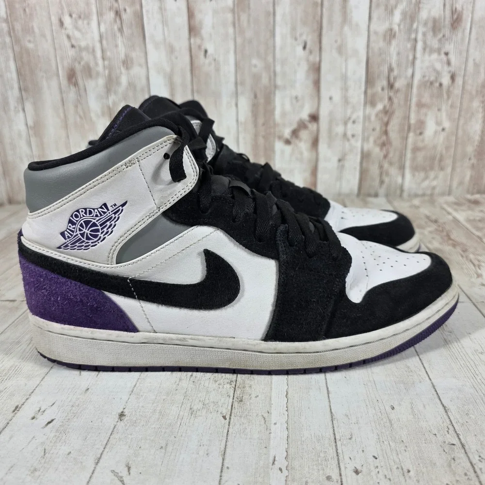 Jordan 1 Mid SE Union Royal Court Purple Black White 852542-105 Mens 10